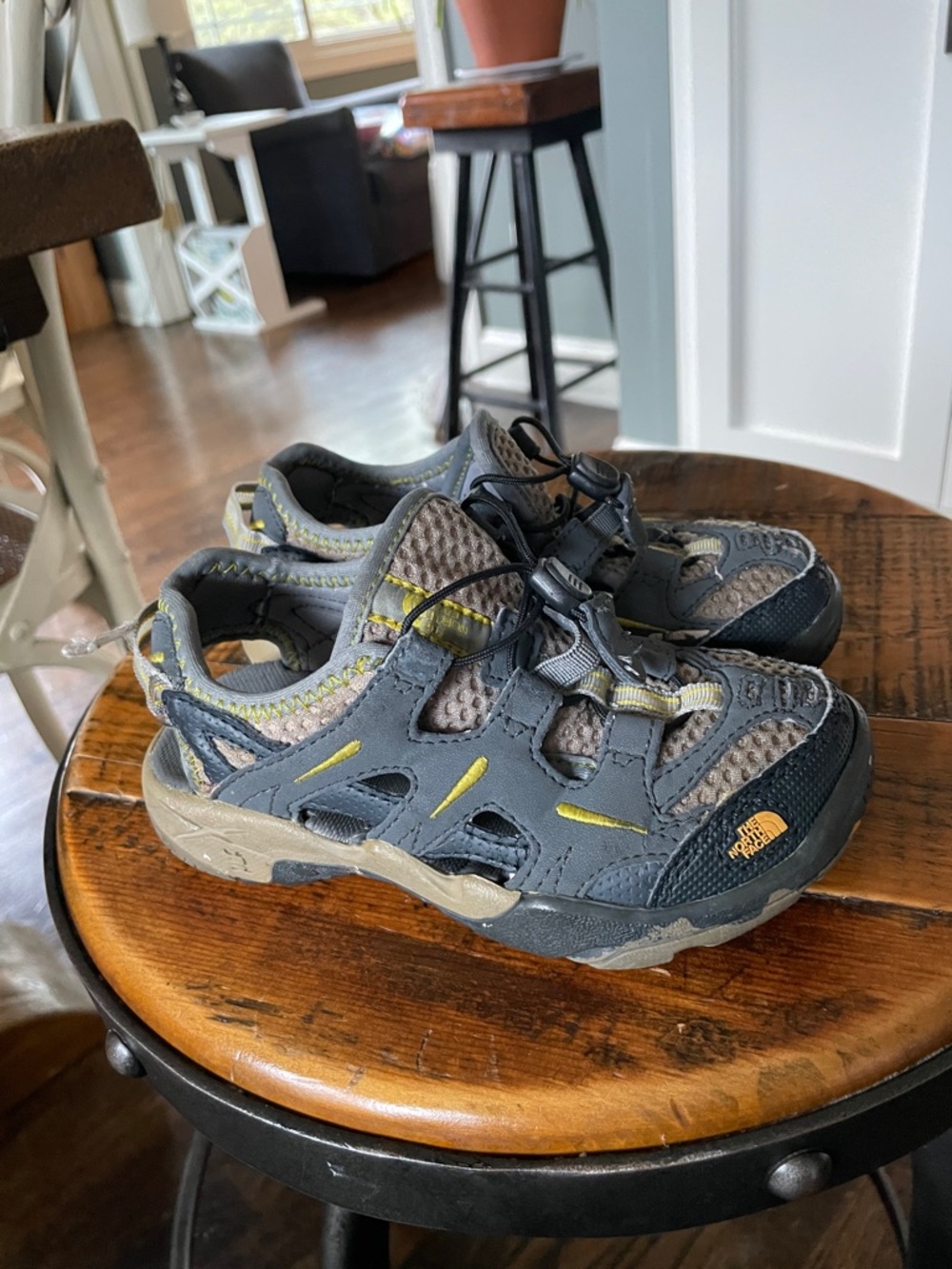 The North Face Kids Gray and Yellow Closed-Toe Hiking Sandals